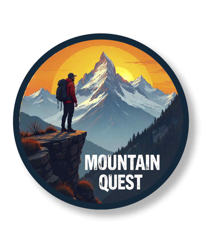 Mountain Quest – Adventure Hiking Round Pin Badge