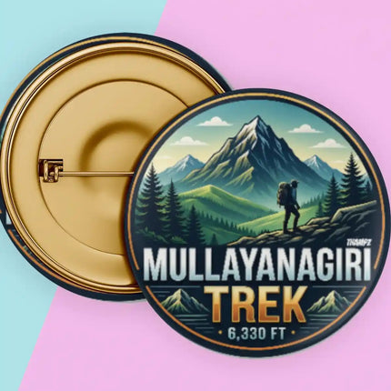 Mullayanagiri Trek Mountain Peak Pin Badge – Adventure Travel Souvenir