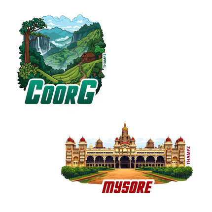 mysore  coorg 3d embossed flexible fridge magnet combo set of 2 05mm premium travel souvenir