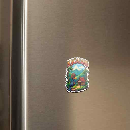 Nagaland Hornbill & Tribal Hut Fridge Magnet