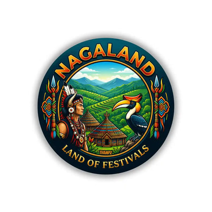 Nagaland Tribal Heritage & Hornbill Pin Badge – Cultural Travel Souvenir