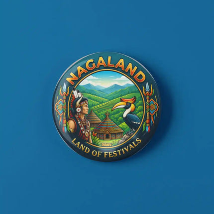 Nagaland Tribal Heritage & Hornbill Pin Badge – Cultural Travel Souvenir