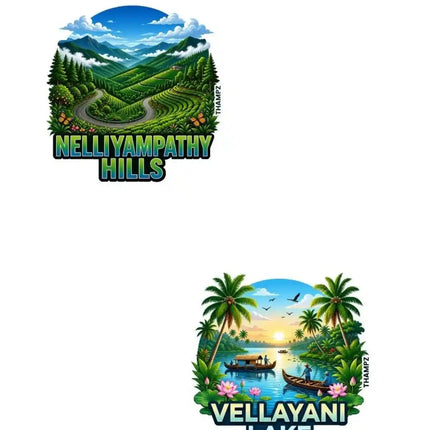 Nelliyampathy Hills & Vellayani Lake Fridge Magnet – Kerala Travel Souvenir & Collectible