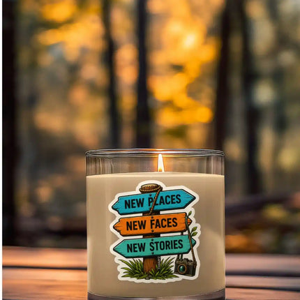 New Faces New Places New Stories - Travel Inspiration Glossy Vinyl Sticker