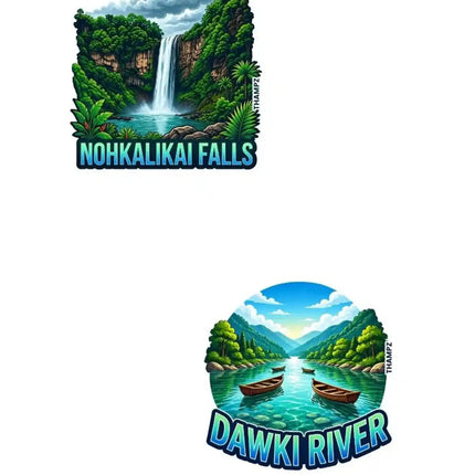 Nohkalikai Falls & Dawki River Fridge Magnet – Meghalaya Travel Souvenir & Collectible