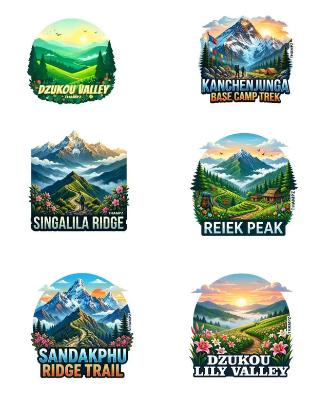 Northeast Wild Highlands 3D Embossed Flexible Fridge Magnets (Set of 6) – Northeast India Travel Souvenir Set