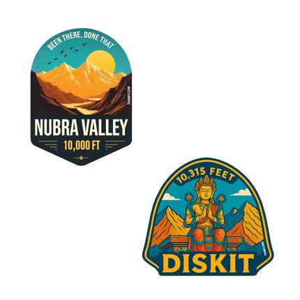 nubra valley  diskit monastery 3d embossed vinyl stickers combo set of 2 premium die cut travel souvenir