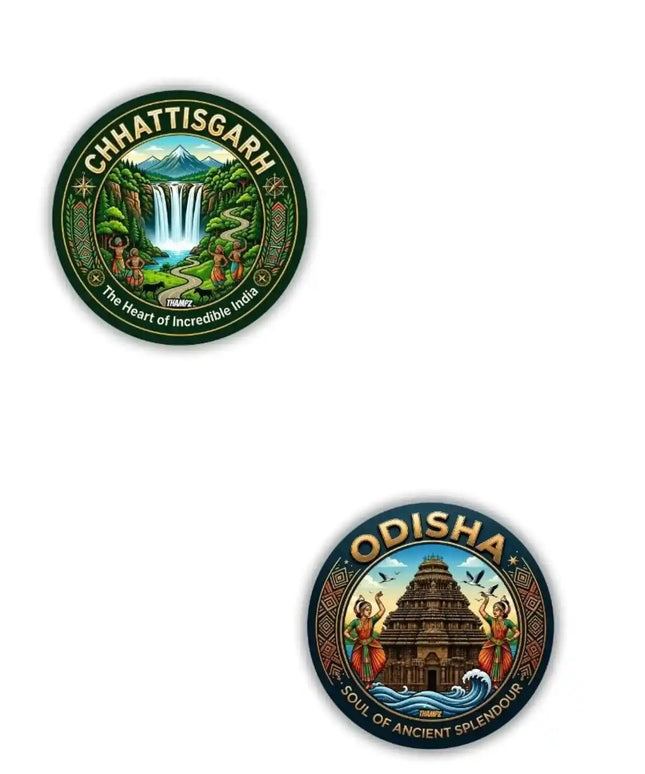 Odisha  Chhattisgarh Metal Pin Badges Set of 2  East  Central India Travel Souvenir Collection