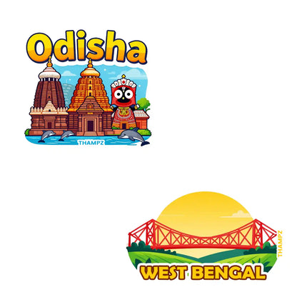 odisha  west bengal 3d embossed flexible fridge magnet combo set of 2 05mm premium travel souvenir