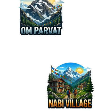 Om Parvat & Nabi Village Fridge Magnet – Himalayan Spiritual Travel Souvenir & Collectible