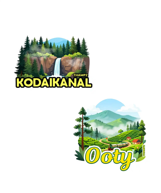 ooty  kodaikanal 3d embossed flexible fridge magnet combo set of 2 05mm premium travel souvenir