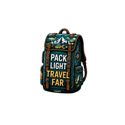 Pack Light Travel Far   Travel Adventure Glossy Vinyl Sticker