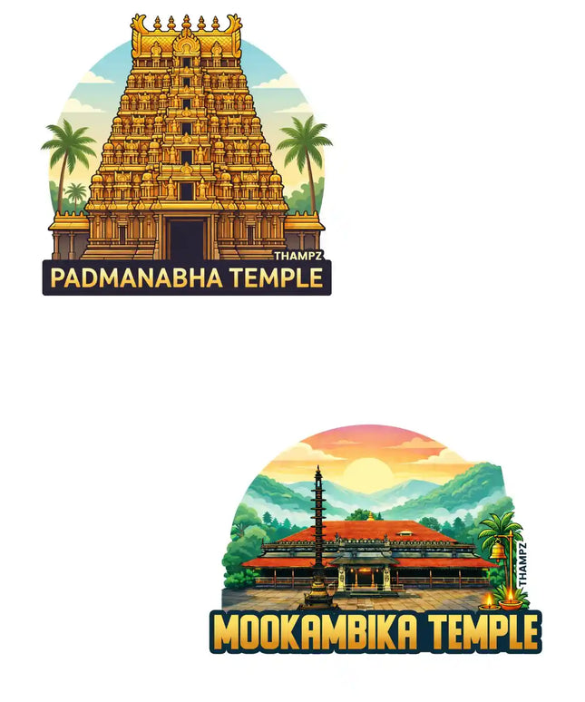 Padmanabha Temple Mookambika Temple 3D Embossed Flexible Fridge Magnet