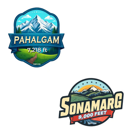 pahalgam  sonamarg 3d embossed vinyl stickers combo set of 2 premium die cut travel souvenir