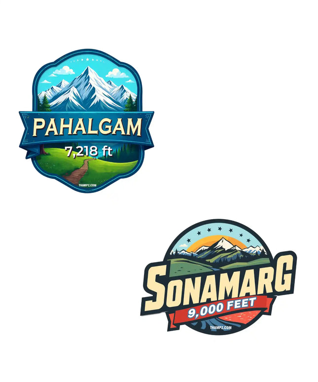 pahalgam  sonamarg 3d embossed vinyl stickers combo set of 2 premium die cut travel souvenir