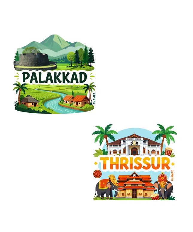palakkad  thrissur 3d embossed flexible fridge magnet combo set of 2 05mm premium travel souvenir