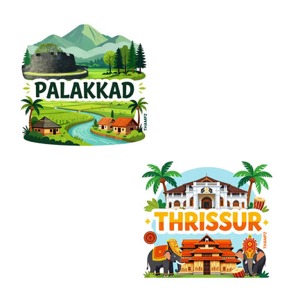 palakkad  thrissur premium matte vinyl stickers combo set of 2 die cut premium travel souvenir
