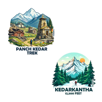 panch kedar  kedarkantha 3d embossed vinyl stickers combo set of 2 premium die cut travel souvenir