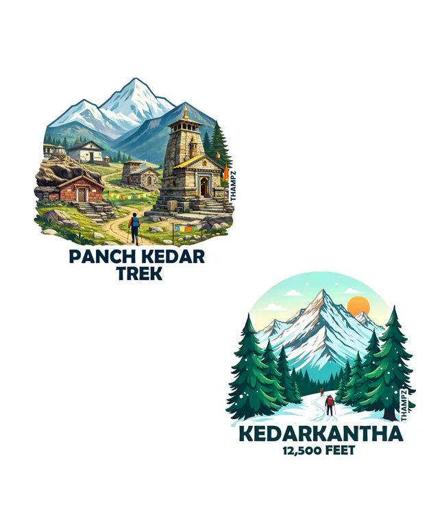 panch kedar  kedarkantha 3d embossed vinyl stickers combo set of 2 premium die cut travel souvenir