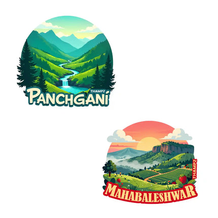 panchgani  mahabaleshwar 3d embossed vinyl stickers combo set of 2 premium die cut travel souvenir