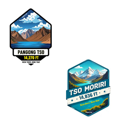 pangong tso  tso moriri 3d embossed vinyl stickers combo set of 2 premium die cut travel souvenir