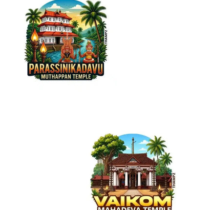 Parassinikadavu Muthappan Temple & Vaikom Mahadeva Temple Fridge Magnet – Spiritual Travel Souvenir & Collectible