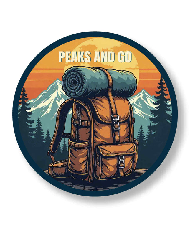 Peaks and Go – Adventure Backpack Round Pin Badge