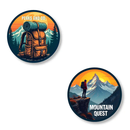 peaks and go  mountain quest stylish metal pin badges for bags jackets  caps pair of 2
