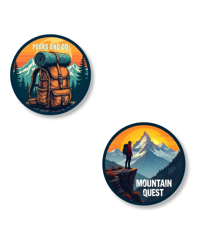 peaks and go  mountain quest stylish metal pin badges for bags jackets  caps pair of 2