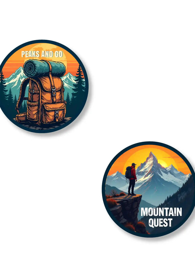 peaks and go  mountain quest stylish metal pin badges for bags jackets  caps pair of 2