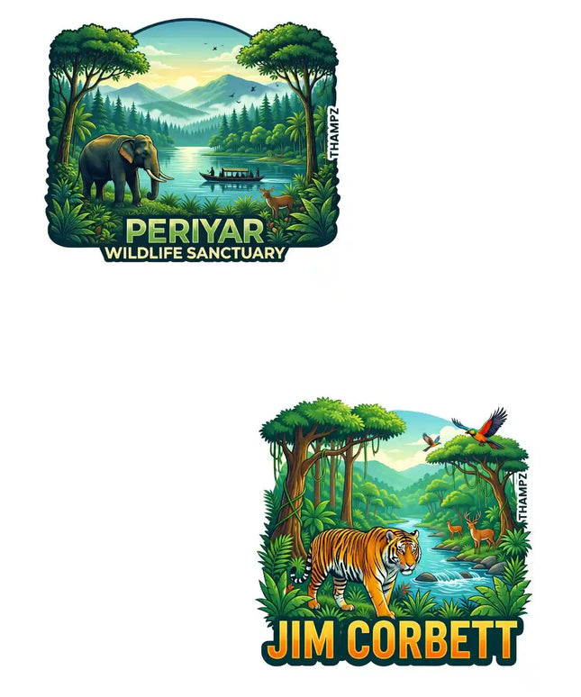 Periyar Wildlife Sanctuary Jim Corbett 3D Embossed Flexible Fridge Magnet