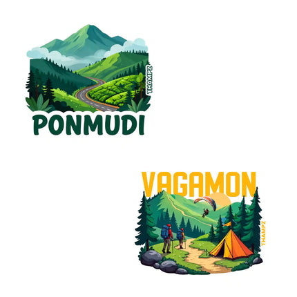 ponmudi  vagamon 3d embossed vinyl stickers combo set of 2 premium die cut travel souvenir