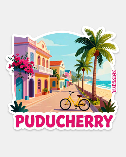 Puducherry Coastal Street Vinyl Travel Sticker