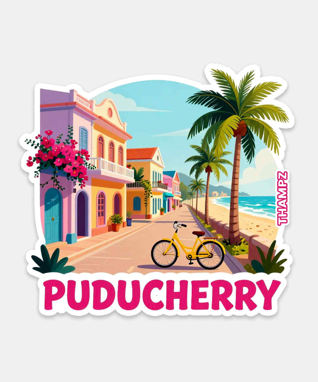 Puducherry Coastal Street Vinyl Travel Sticker