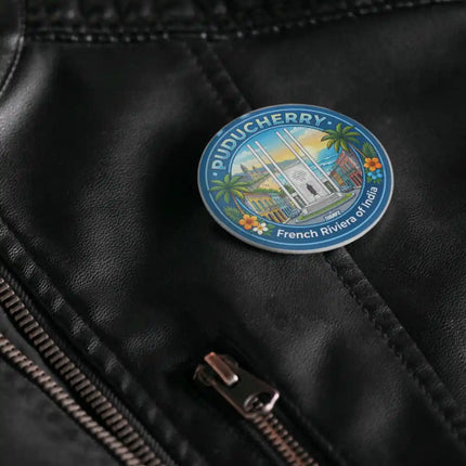Puducherry French War Memorial Pin Badge – Coastal Travel Souvenir