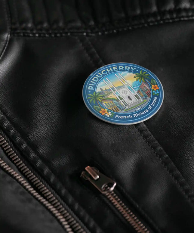 Puducherry French War Memorial Pin Badge – Coastal Travel Souvenir