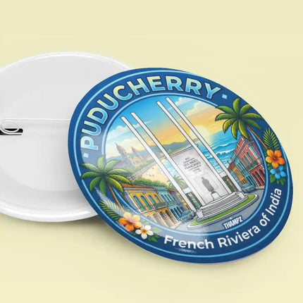 Puducherry French War Memorial Pin Badge – Coastal Travel Souvenir