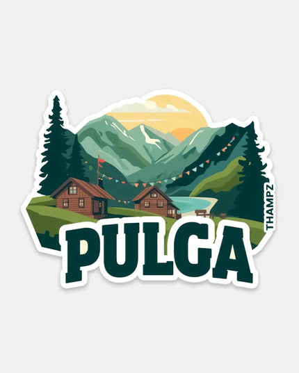 Pulga Mountain Village Vinyl Travel Sticker