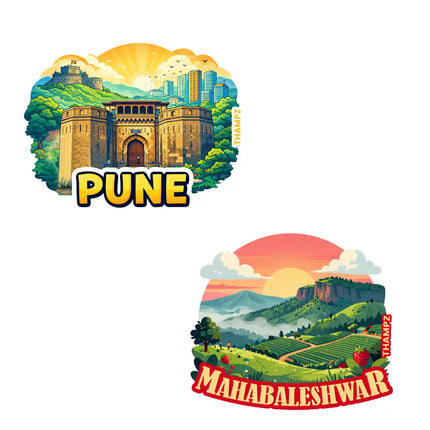 pune  mahabaleshwar 3d embossed vinyl stickers combo set of 2 premium die cut travel souvenir