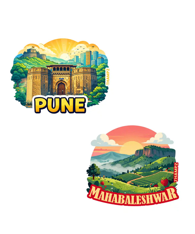 pune  mahabaleshwar premium matte vinyl stickers combo set of 2 die cut premium travel souvenir