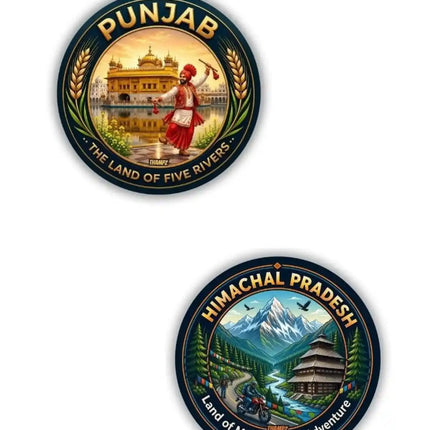 Punjab  Himachal Pradesh Metal Pin Badges Set of 2  North India Travel Souvenir Collection