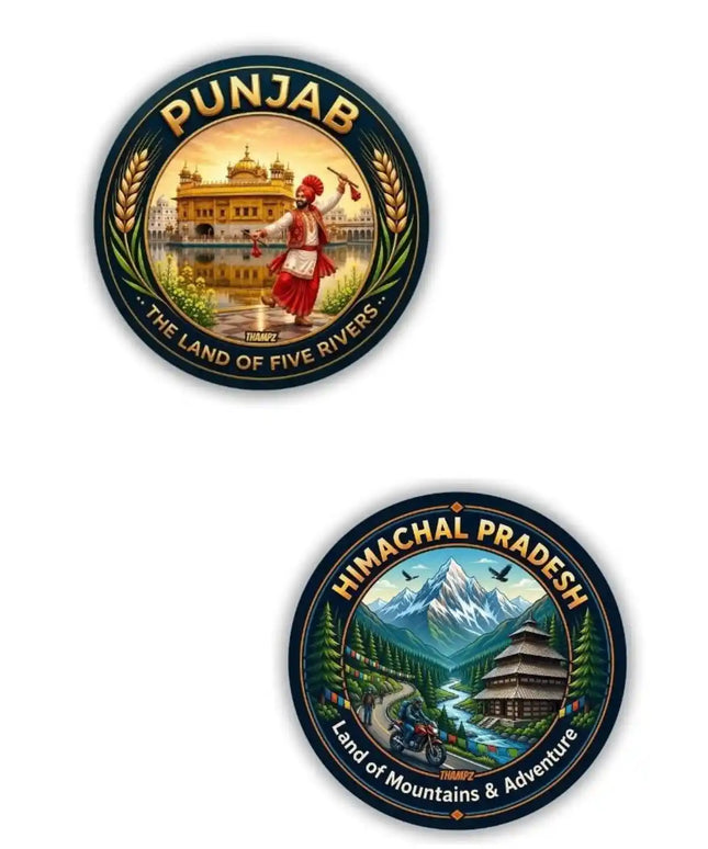 Punjab  Himachal Pradesh Metal Pin Badges Set of 2  North India Travel Souvenir Collection