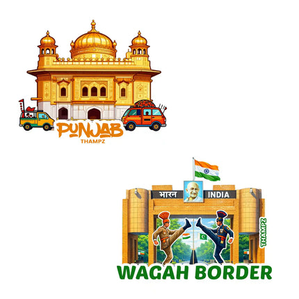 punjab  wagah border 3d embossed flexible fridge magnet combo set of 2 05mm premium travel souvenir