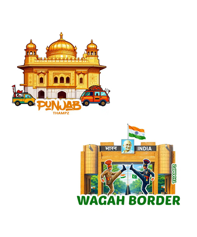 punjab  wagah border 3d embossed flexible fridge magnet combo set of 2 05mm premium travel souvenir