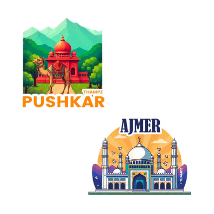 pushkar  ajmer 3d embossed vinyl stickers combo set of 2 premium die cut travel souvenir