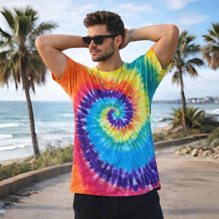 Rainbow Spiral Unisex Tie & Dye T-Shirt