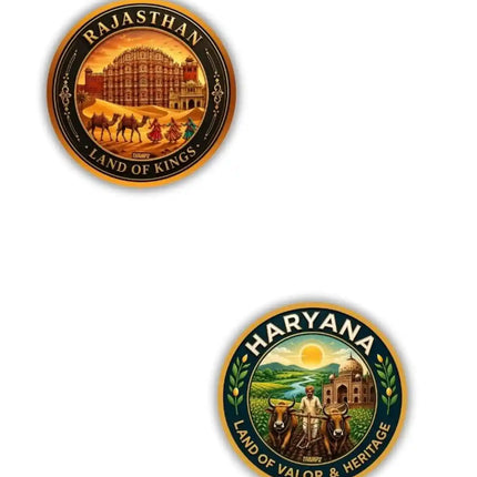 Rajasthan  Haryana Metal Pin Badges Set of 2  North India Travel Souvenir Collection