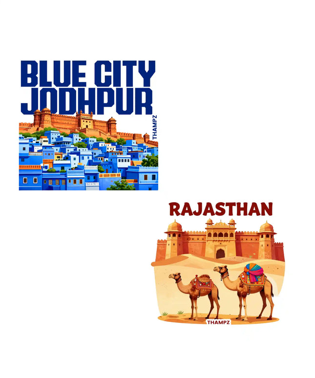 rajasthan  jodhpur 3d embossed vinyl stickers combo set of 2 premium die cut travel souvenir