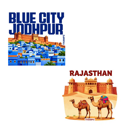 rajasthan  jodhpur premium matte vinyl stickers combo set of 2 die cut premium travel souvenir