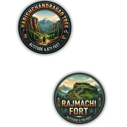 Rajmachi Fort  Harishchandragad Trek Metal Pin Badges Set of 2  Maharashtra Adventure Souvenir Collection